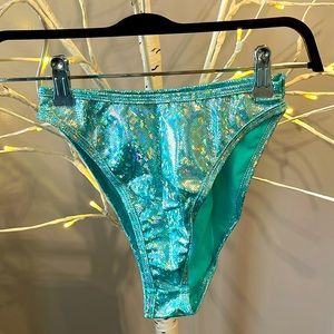 NWT J Valentine aqua green silver Rave festival bottoms S/M